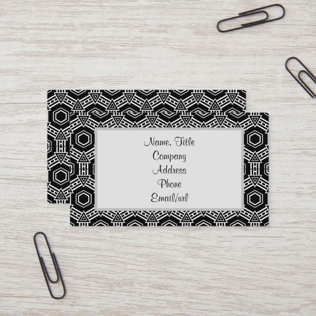 Geometric Black White Modern 4Jay Business Card (Front/Back In Situ)