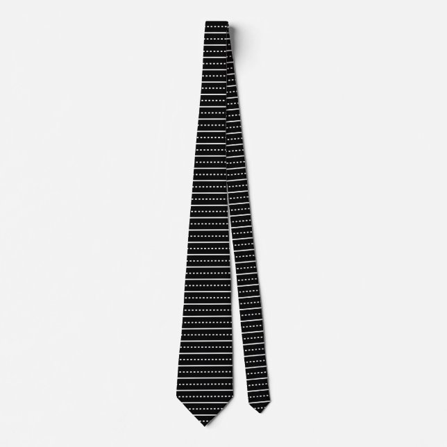 Geometric Black White Pattern Tie (Front)