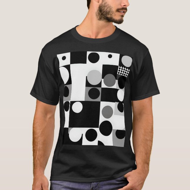geometric Black white shapes pattern mod graphic  T-Shirt (Front)
