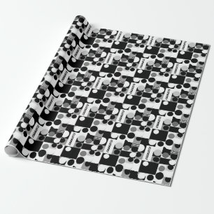 geometric Black white shapes pattern mod Wrapping Paper