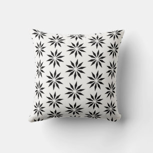 Geometric   Black & White Star Pattern Throw Pillow