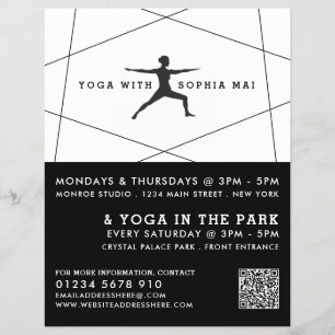 Geometric Black & White Yoga Class Advertising Flyer