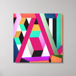 Geometric Block Art Bright Colourful Trendy Canvas Print