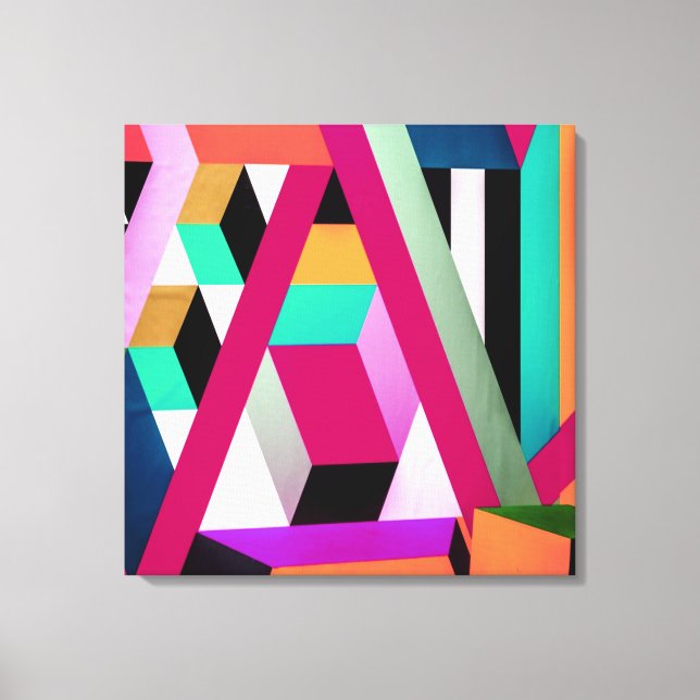 Geometric Block Art Bright Colourful Trendy Canvas Print (Front)