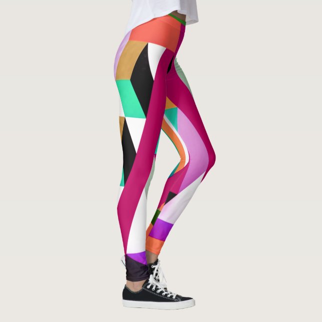 Geometric Block Art Bright Colourful Trendy Leggings (Right)