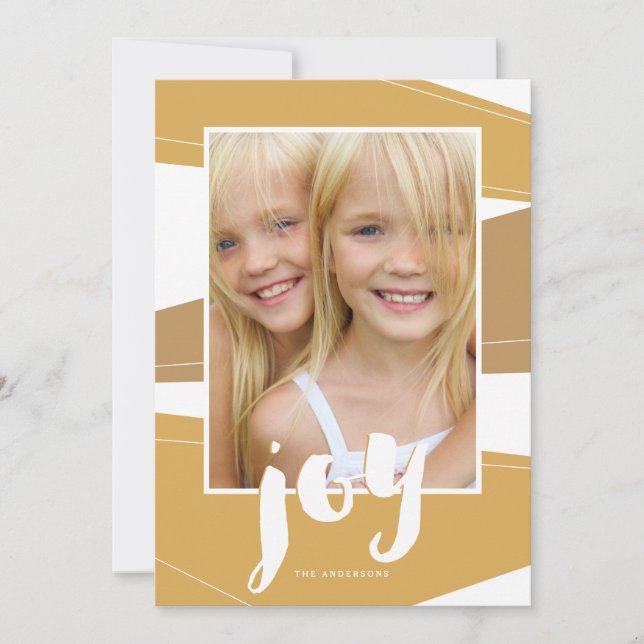 Geometric Block | Gold Tone Joy Photo Card (Front)