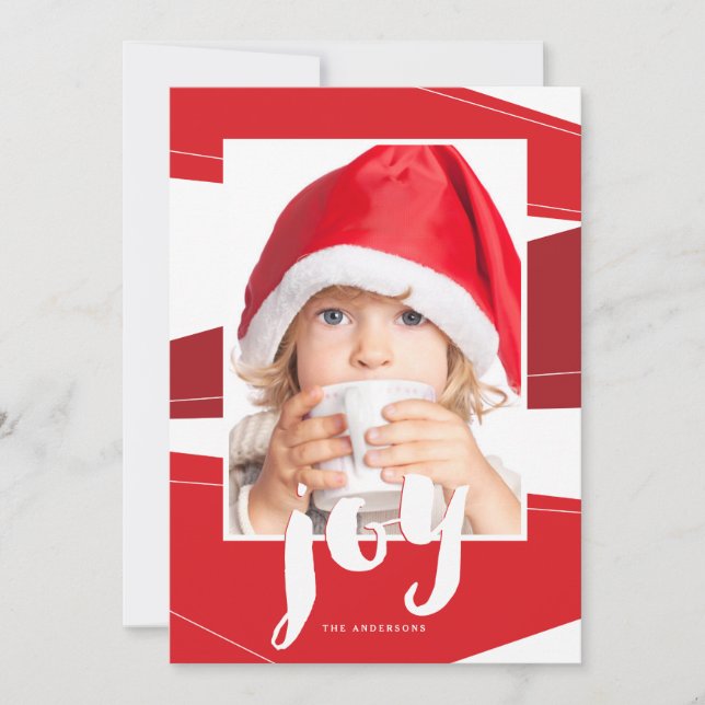 Geometric Block | Red Joy Photo Card (Front)