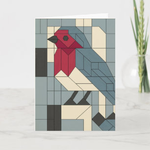 Geometric Block Robin Christmas Card