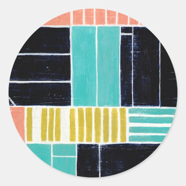 Geometric Blocks Classic Round Sticker (Front)