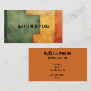 Geometric Blocks Design in Olive, Rust, Mustard Business Card