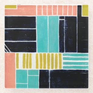 Geometric Blocks Glass Coaster