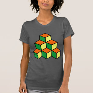 Geometric Blocks - Green Orange and Yellow T-Shirt