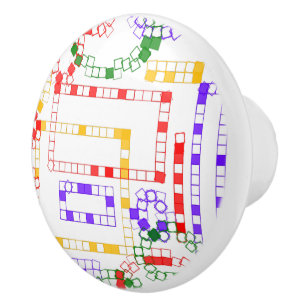 Geometric Blocks Red Yellow Blue Green Ceramic Knob