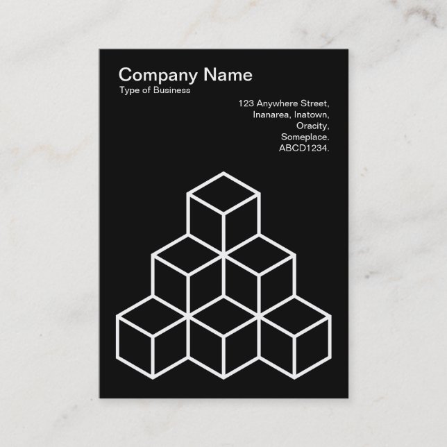 Geometric Blocks  - White on Black Business Card (Front)