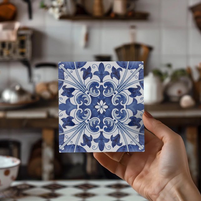 Geometric Blue and White Lisbon Ceramic Tile Art (Portuguese Tiles, Blue and White Decor, Lisbon Tile,
Mediterranean Decor,
Ceramic Coasters, Azulejo)