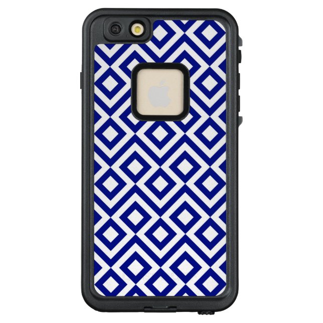 Geometric Blue and White Meander Pattern LifeProof iPhone Case (Back)