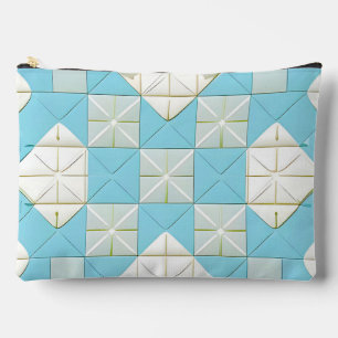 Geometric Blue and White Pattern Accessory Pouch