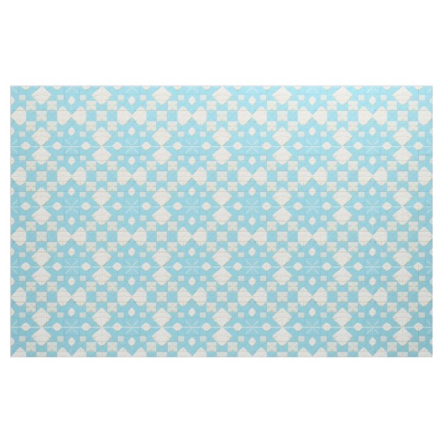 Geometric Blue and White Pattern Fabric (Fat Quarter)