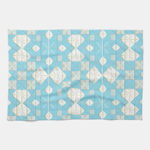 Geometric Blue and White Pattern Kitchen Towel