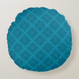 Geometric blue art deco round pillow