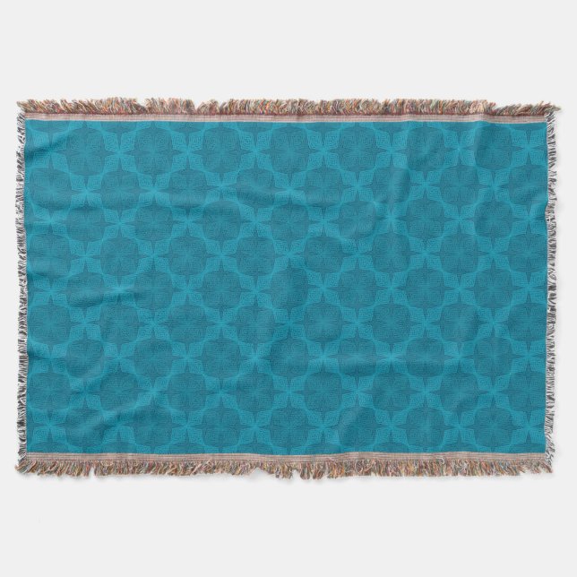 Geometric blue art deco throw blanket (Front)