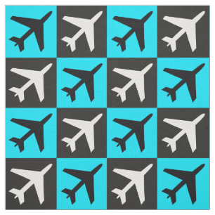 Geometric Blue Aviation Flying Jets Airplane Fabric