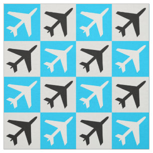 Geometric Blue Aviation Flying Jets Airplane Fabric