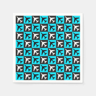 Geometric Blue Black Aviation Jets Airplane Napkin