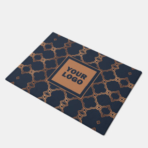 Geometric Blue Company Logo Doormat