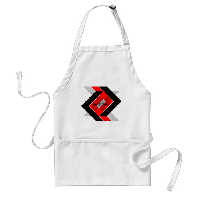 Geometric blue grey red black personalized simply standard apron (Front)