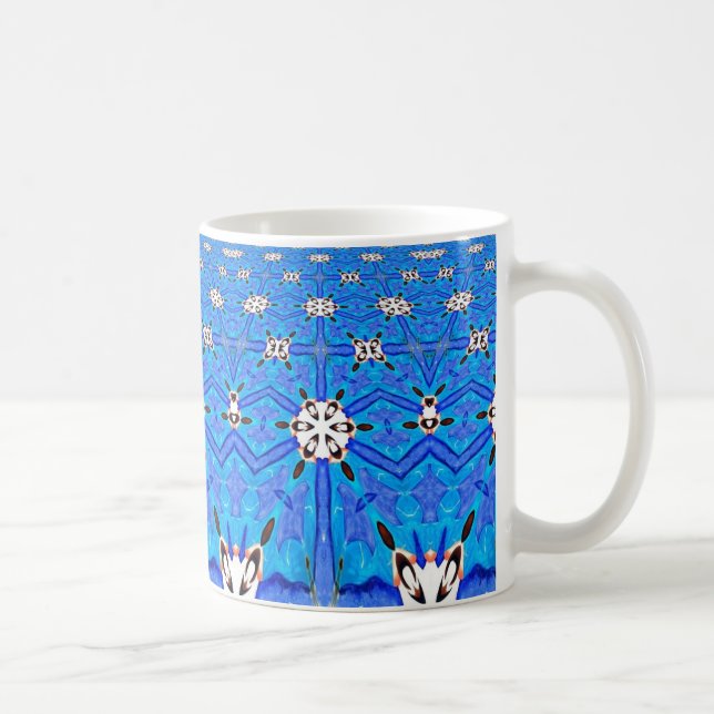 geometric blue grid coffee mug (Right)
