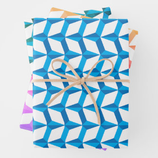 Geometric Blue Pattern Design Wrapping Paper Sheet
