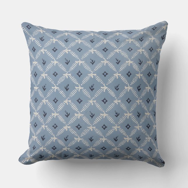 Geometric Blue Pattern Throw Pillow (Front)