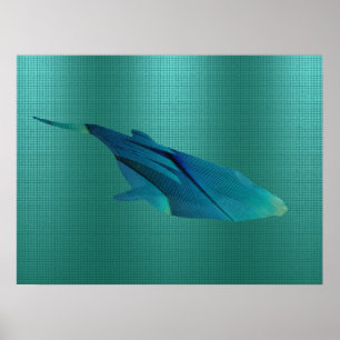 Geometric Blue Whale Ocean Minimalist Fine Art Poster