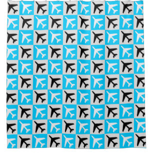 Geometric Blue White Aviation Jets Airplane