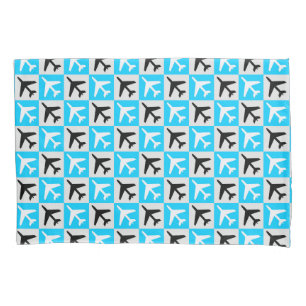 Geometric Blue White Aviation Jets Airplane Pillowcase