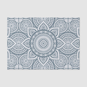 Geometric blue white floral mandala tissue paper