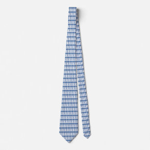 Geometric Blue White Pattern Tie