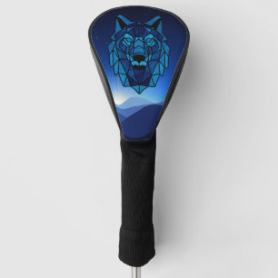 Geometric Blue Wolf Golf Head Cover