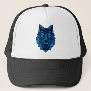 Geometric Blue Wolf Trucker Hat