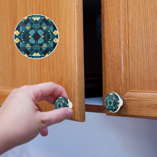 Geometric Blues Ceramic Knob