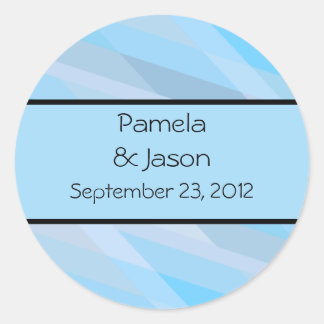 Geometric Blues Wedding Classic Round Sticker