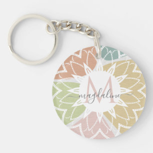 Geometric Blush Abstract Name Monogram Keychain