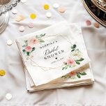 Geometric Blush Pink Floral Bridal Shower Napkin<br><div class="desc">Personalize this "Geometric Watercolor Blush Pink Floral Bridal Shower Paper Napkin" to add a special touch. This high-quality design is easy to customize to be uniquely yours! (1) For further customization, please click the "Customize" button and use our design tool to modify this template. (2) If you need help or...</div>