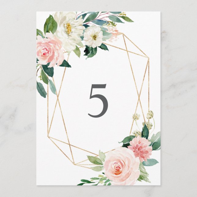 Geometric Blush Table Number Cards (Front)