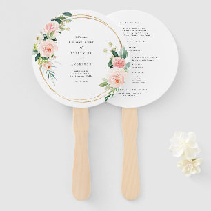 Geometric Blush Wedding Program Fan
