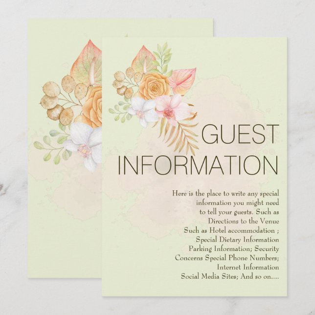 Geometric Boho Floral Special Wedding Information Invitation (Front/Back)