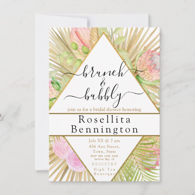 Geometric Boho Floral Triangular Bridal Shower Invitation (Front)