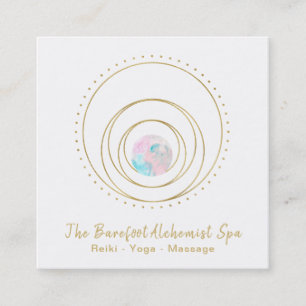 *~*  Geometric Boho Mandala  Gold Sacred Geometry Square Business Card