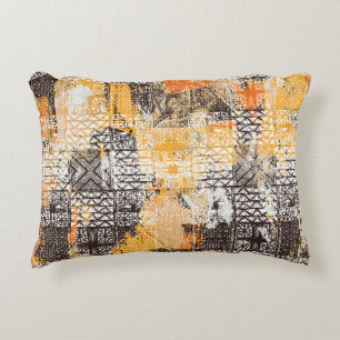 Geometric Boho Tribal Distressed Pattern Accent Pillow